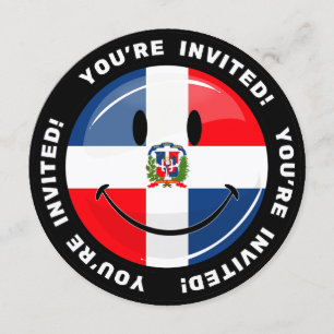 Convite Bandeira Glossy Redonda da República Dominicana