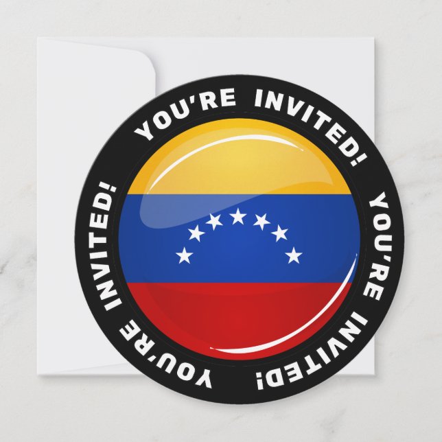 Convite Bandeira Glossy Round Venezuela (Frente)
