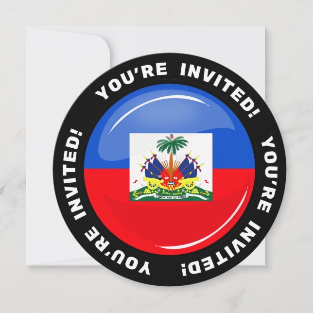 Convite Bandeira Haitiana redonda e brilhante (Frente)