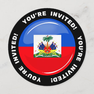 Convite Bandeira haitiana redonda lustrosa