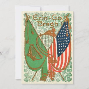 Convite Bandeira Irlandesa Americana Harpa de Erin Shamroc