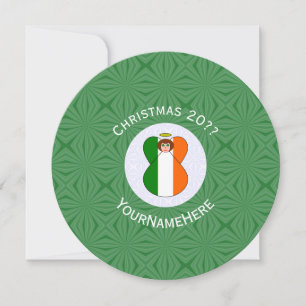 Convite Bandeira Irlandesa Anjo Natal Personalizar Redondo