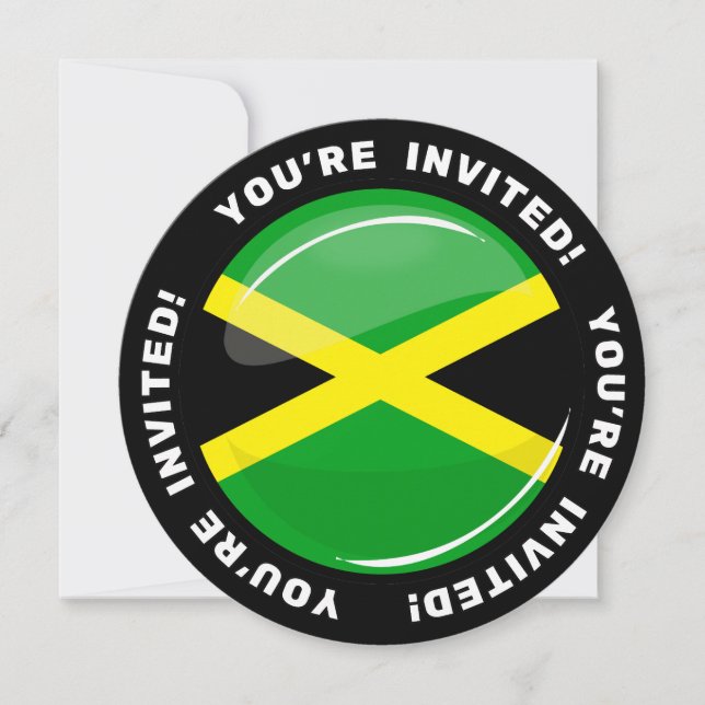 Convite Bandeira Jamaicana Redonda Glossy (Frente)