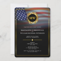 Bandeira Militar Americana Patriótica e Quadro Dou