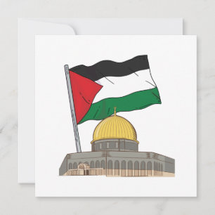 Convite Bandeira palestina acima do Domo da Mesquita Rock