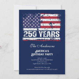 Convite Bandeira Retro América 250 Anos Aniversário de 250