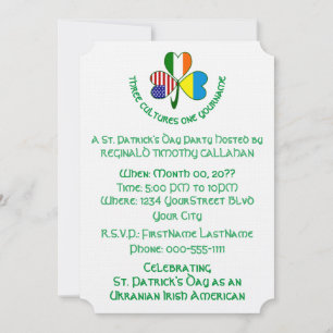 Convite Bandeira ucraniana irlandesa EUA Shamrock Personal