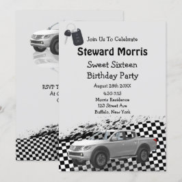 Convite Bandeira Verificada Caminhão Doce Dezesseis Festas