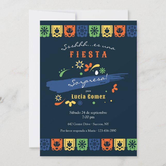Convite Bandeiras de Festa Mexicana (Frente)