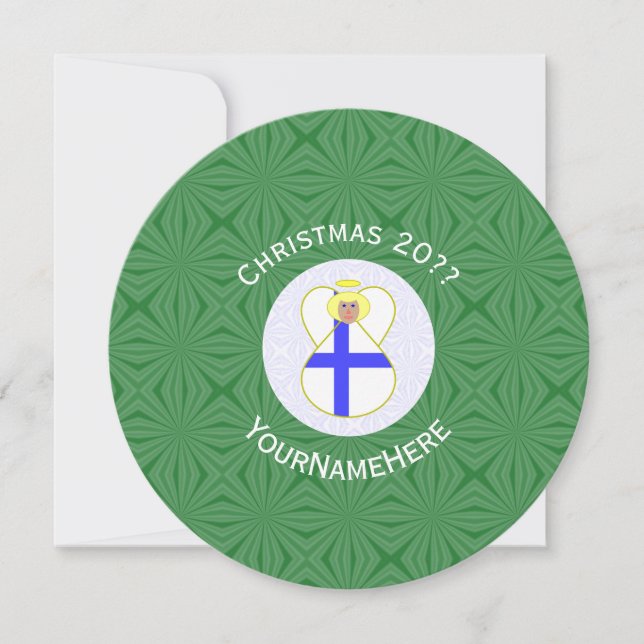 Convite Bandeiras de Natal de Anjo Finlandês Personalizada (Frente)