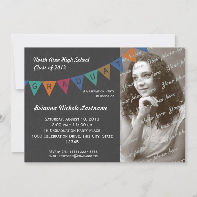 Convite Bandeja de Sinalizador de Graduação sem Foto (Frente)