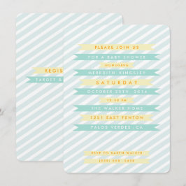 Convite Bandejas de Vintagem Azul Teal Bandeiras de Bebê C