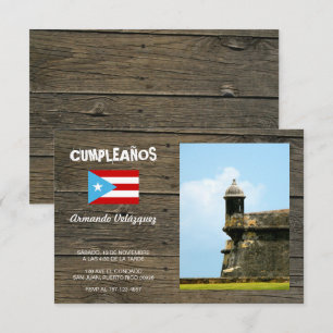 Convite Bandera Celeste Puerto Rico Cumpleanos Invitacion