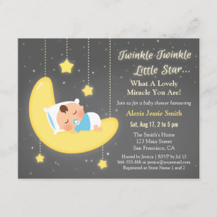 Convite Banho de Bebê Cute Twinkle Twinkle Little Star