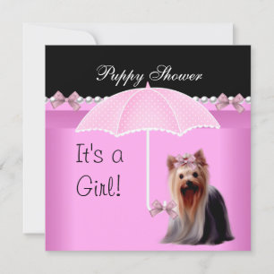 Convite Banho De Cachorrinho Cachorro Fofo Yorkie Rosa 2