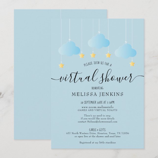 Convite Banho Virtual Online à Distância pelo Correio (Frente/Verso)