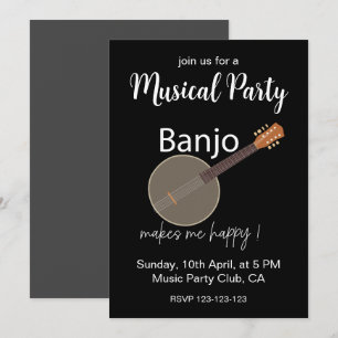 Convite Banjo Me Faz Feliz Festa Musical