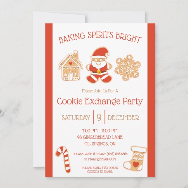 Convite Banking Spirits Bright, Cookie Exchange Party (Frente)