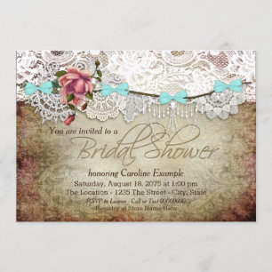 Convite Banner de Renda Vintage para Chá de Noiva Rústico