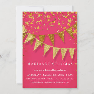Convite Banner GoldGlitter Confetti de Penitente Moderno R
