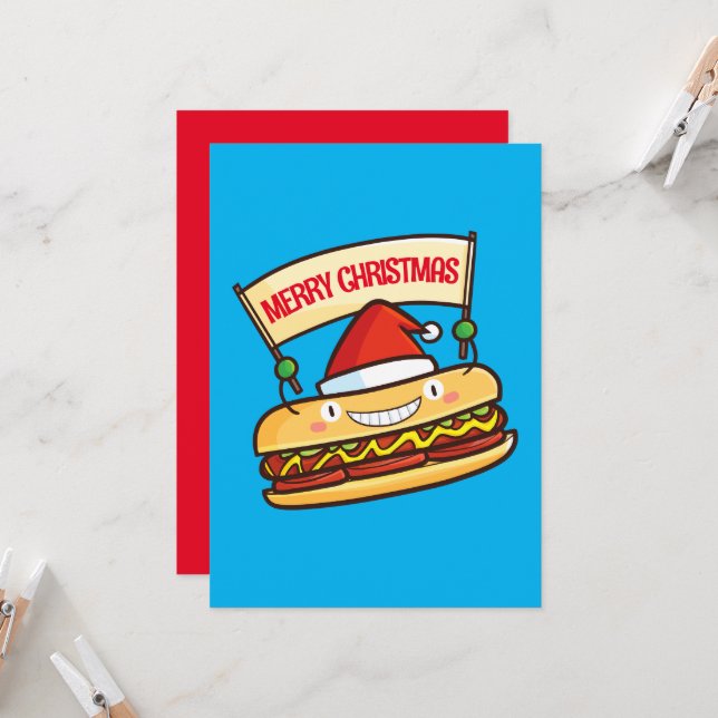 Convite Banner personalizável de hotdog de Natal bonito (Frente/Verso In Situ)