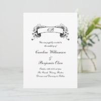 Banner Romântico Elegante Preto e Branco Casamento