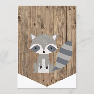 Convite Banner Woodland Raccoon de primeiro aniversario de