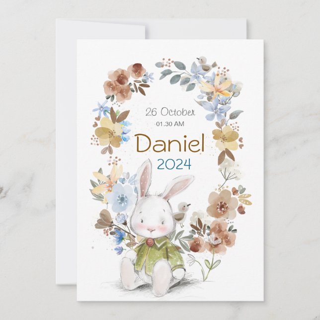Convite Banny Rabet new born Greeting cards (Frente)