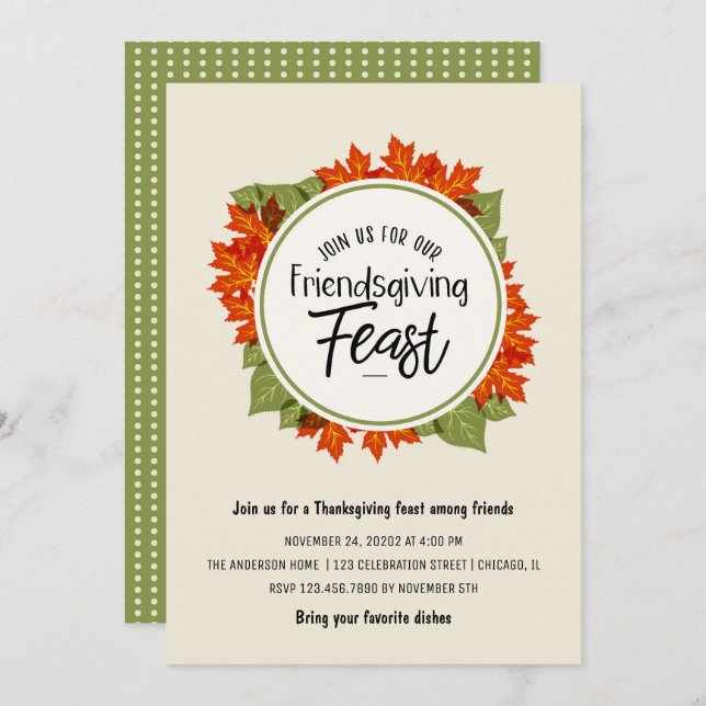 Convite Banquete de Ação de Amizade/Ação de Graças (Frente/Verso)