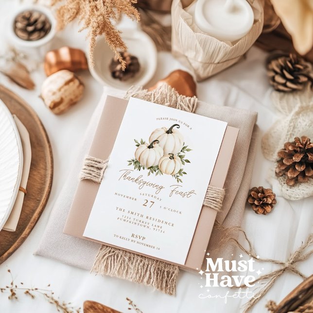 Convite Banquete de Ação de Graças Festa de Janto Pumpkin (Criador carregado)