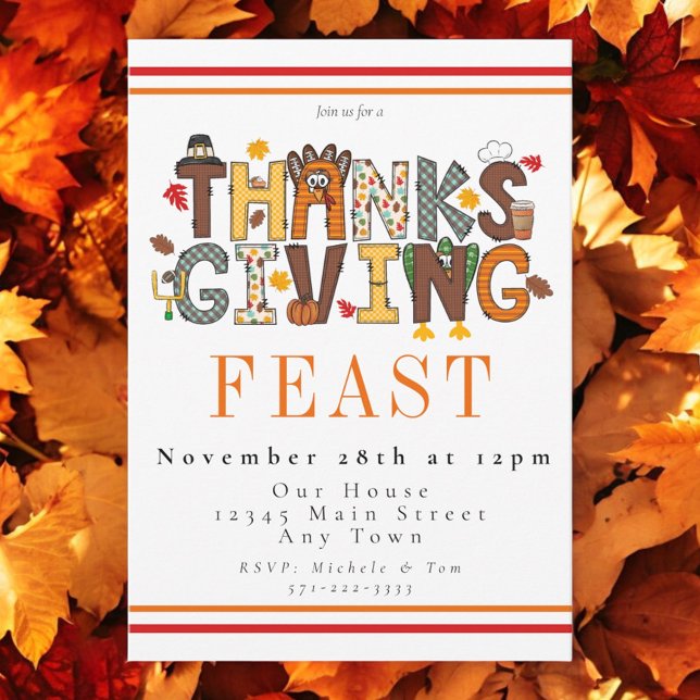 Convite Banquete de Ação de Graças Festivo Turquia Saída d (Criador carregado)