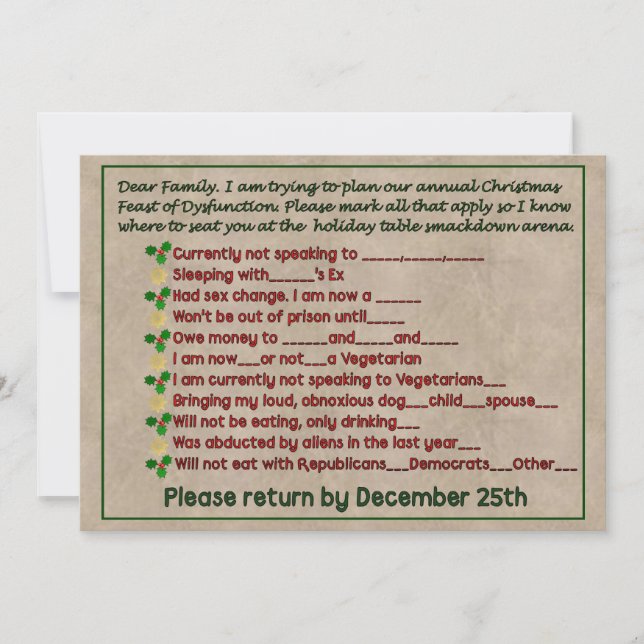 Convite Banquete de Disfunção (Frente)