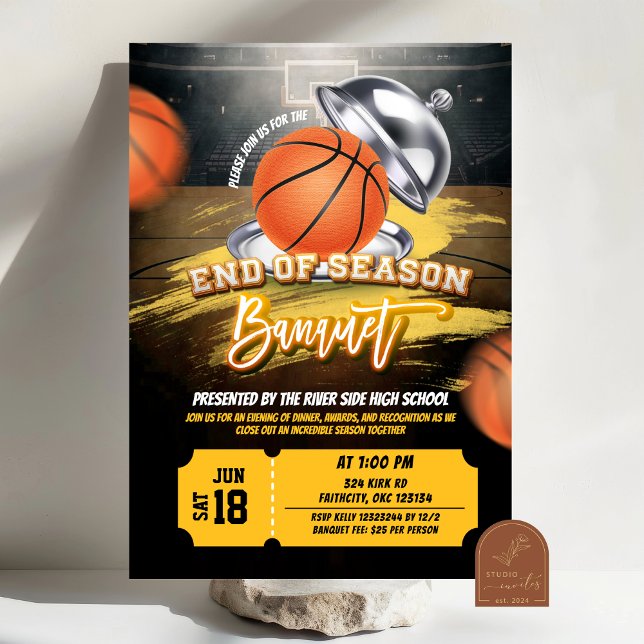 Convite banquete de final de temporada de basquete (Criador carregado)