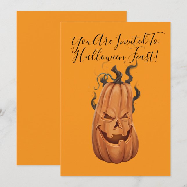 Convite Banquete de Halloween Jack-o-Lantern (Frente/Verso)