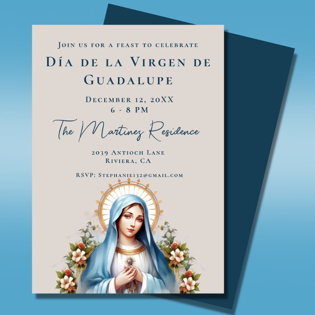 Convite Banquete mexicano Día de la Virgen de Guadalupe (Criador carregado)