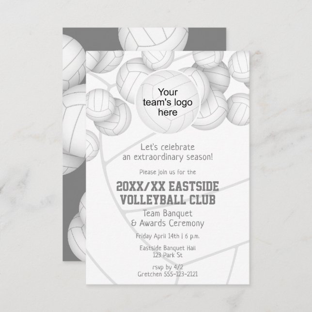 Convite banquete simples de prêmios de vôlei no fim da est (Frente/Verso)
