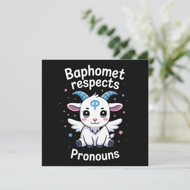 Convite Baphomet Transgênero Respeita Pronomes Orgulho Tra (Em pé/Frente)