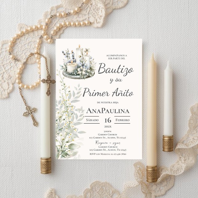 Convite Baptism and first year invitation in Spanish (Criador carregado)