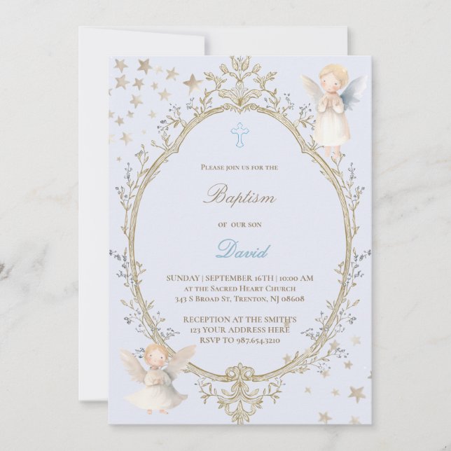 Convite Baptism baby boy Invitation (Frente)