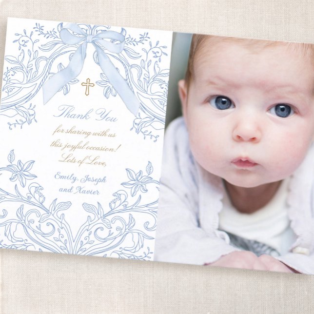 Convite Baptism baby boy thank you card (Criador carregado)