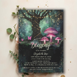 Convite Baptism Blessing Enchanted Garden Forest Mushrooms