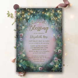 Convite Baptism Blessing Enchanted Garden Roses Fairytale