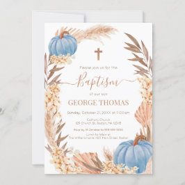 Convite Baptism Boho Pampas arrangement blue Pumpkin