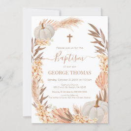 Convite Baptism Boho Pampas arrangement white Pumpkin
