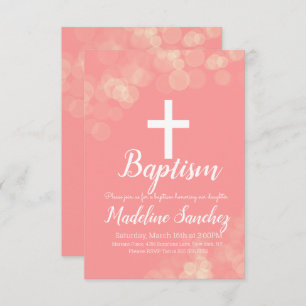 Convite Baptism Bokeh Lights Dedicação Christening