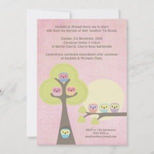 Convite Baptism Christening Ceremony Cute Owls Invitation