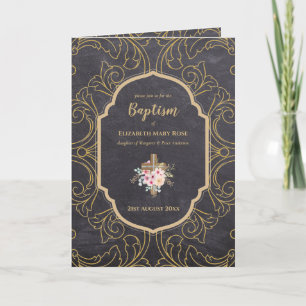 Convite BAPTISM de 4 páginas e Ornamentado DOURAD