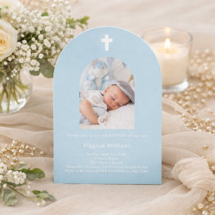 Convite Baptism, fotógrafo azul claro