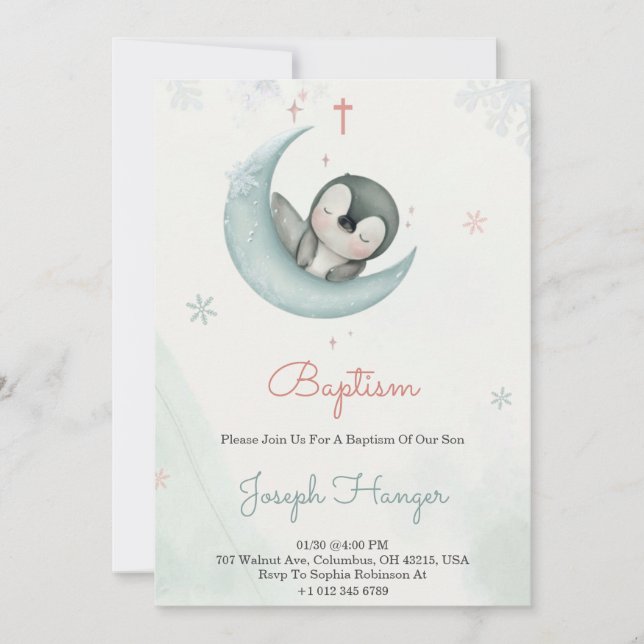 Convite Baptism invitation in cute animal pastel theme  (Frente)