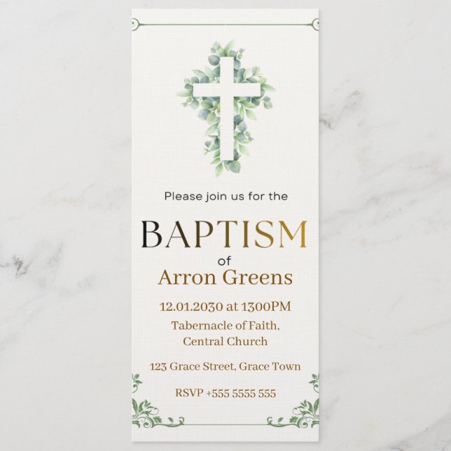 Convite Baptism Invitation | Simple and Elegant Christian  (Frente)